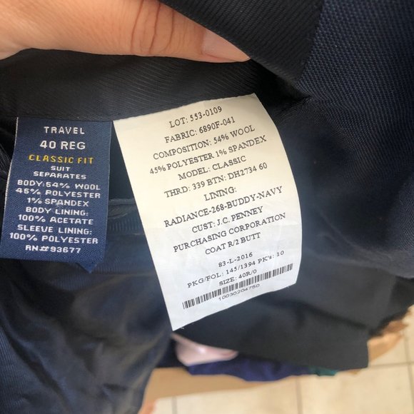 Stafford mens suit separates classic fit travel blazer jacket blue 40R - Picture 5 of 5